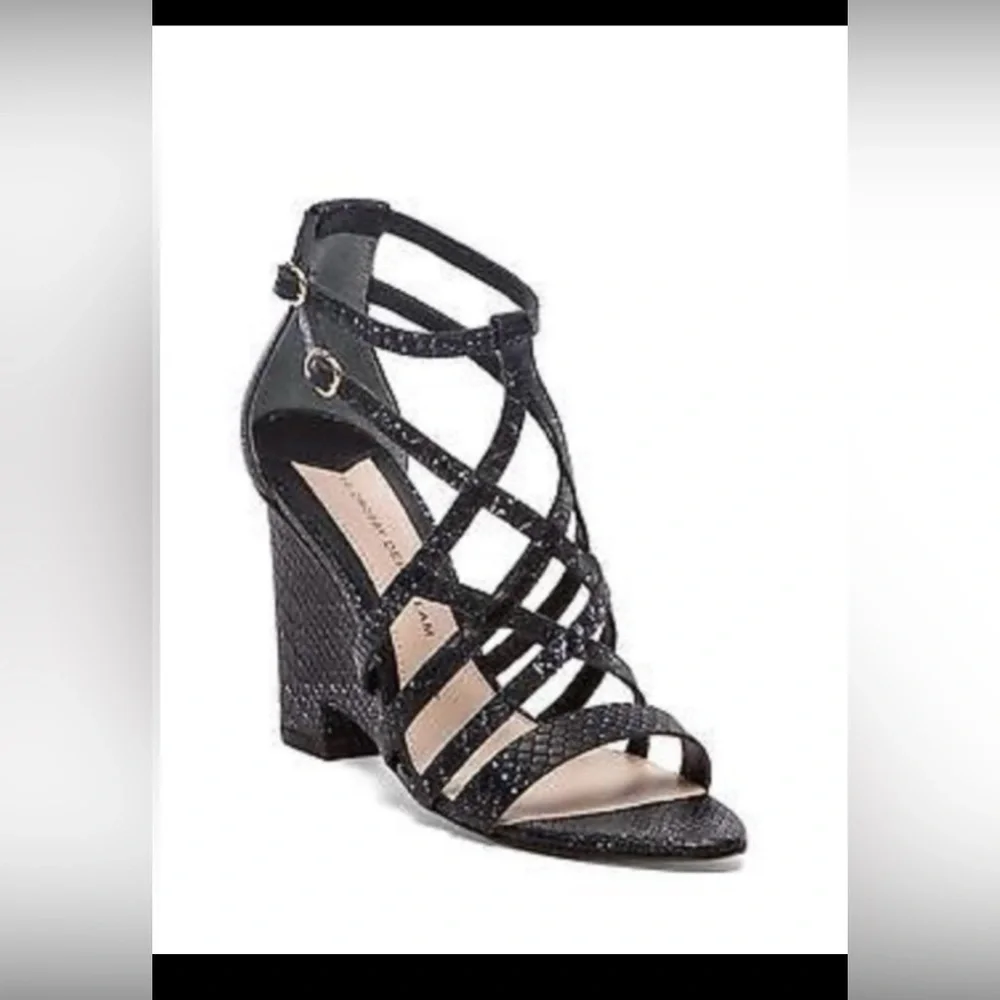 Crosby Derek Lam Zanzibar Wedge Leather Heels snakeskin texture black size 6.5